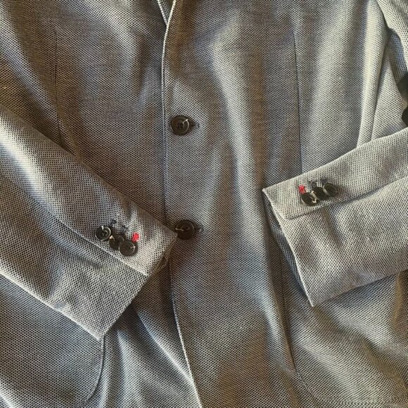 Zara Man  Blue & White  Design  Double Breasted  Blazer Size  44 USA / 54 EUR - Picture 7 of 9